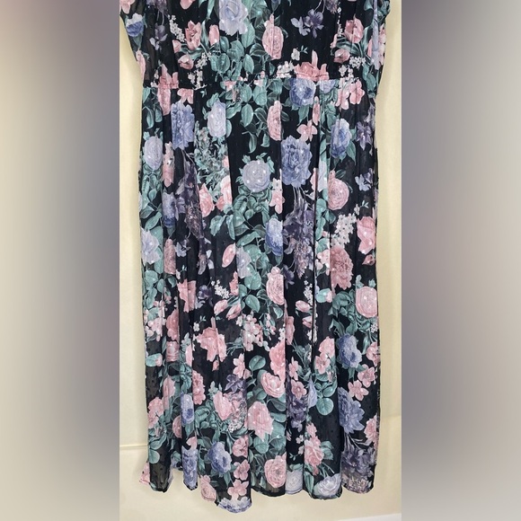 New Torrid Midi Clip Dot Mock Neck Harmonic Floral Resort Dress Sz3 - Picture 6 of 10